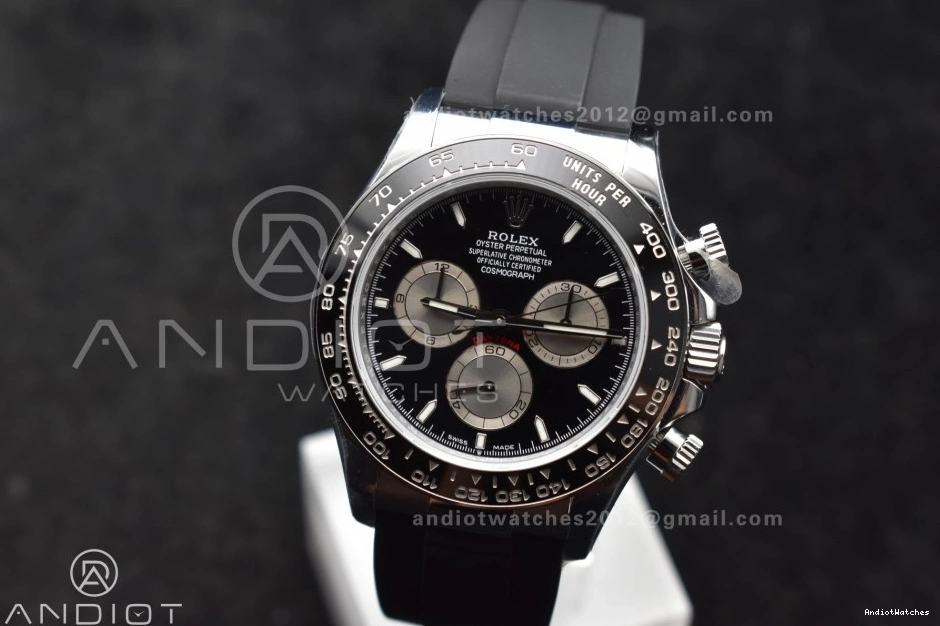 Silver Daytona Oysterflex Best V6 Edition Strap QF on 1:1 Black SH4131 Minimalist Dial 126519 821 (Weighted) 0103